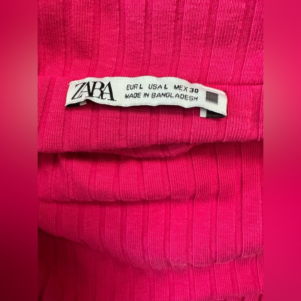 ZARA Dress Fuchsia Pink Ribbed
Midi Dress Bodycon Sleeveless, Size L - Picture 6 of 9